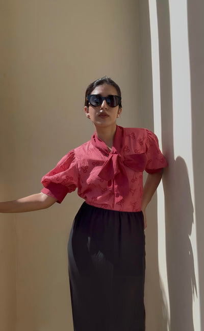 Cherry Bow Tie-up Top