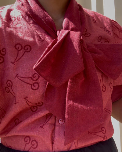 Cherry Bow Tie-up Top